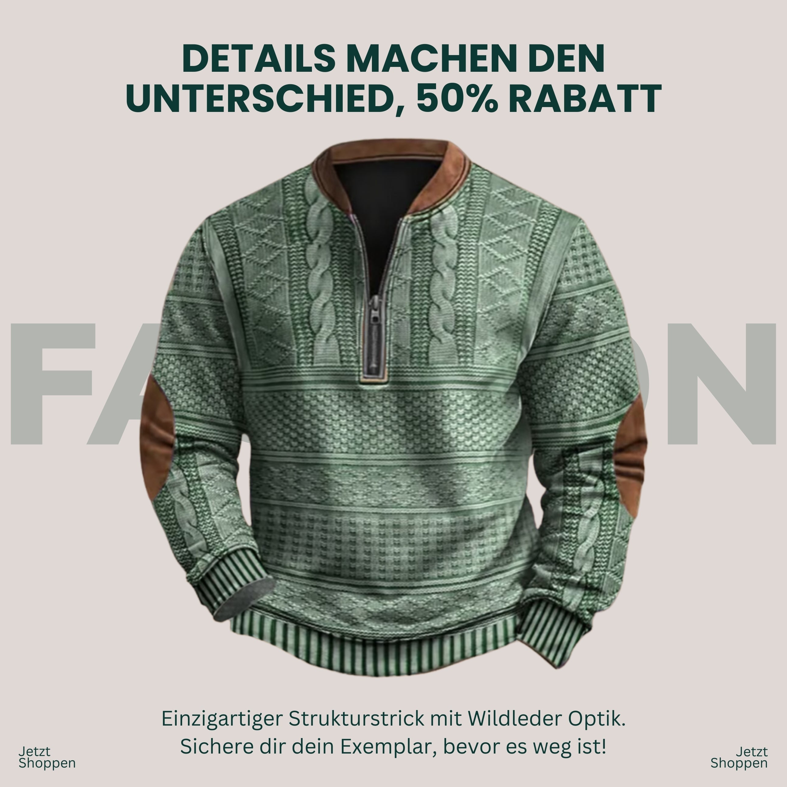Anton – Strickpullover mit Reißverschluss-Detail (r0% RABATT)