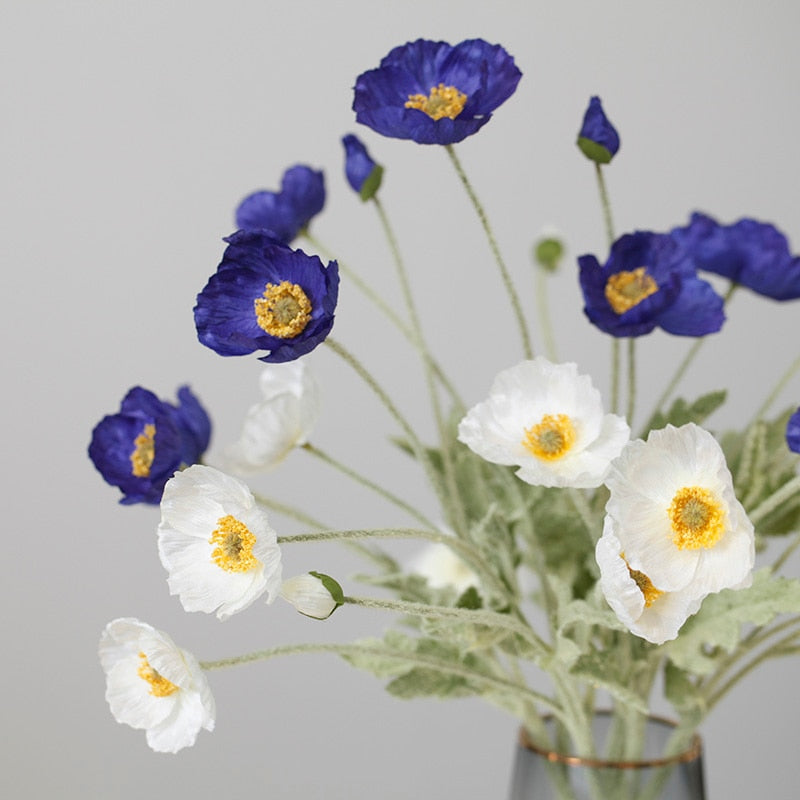 Künstliche Mohnblumenstiele (Packung mit 5 Stielen)