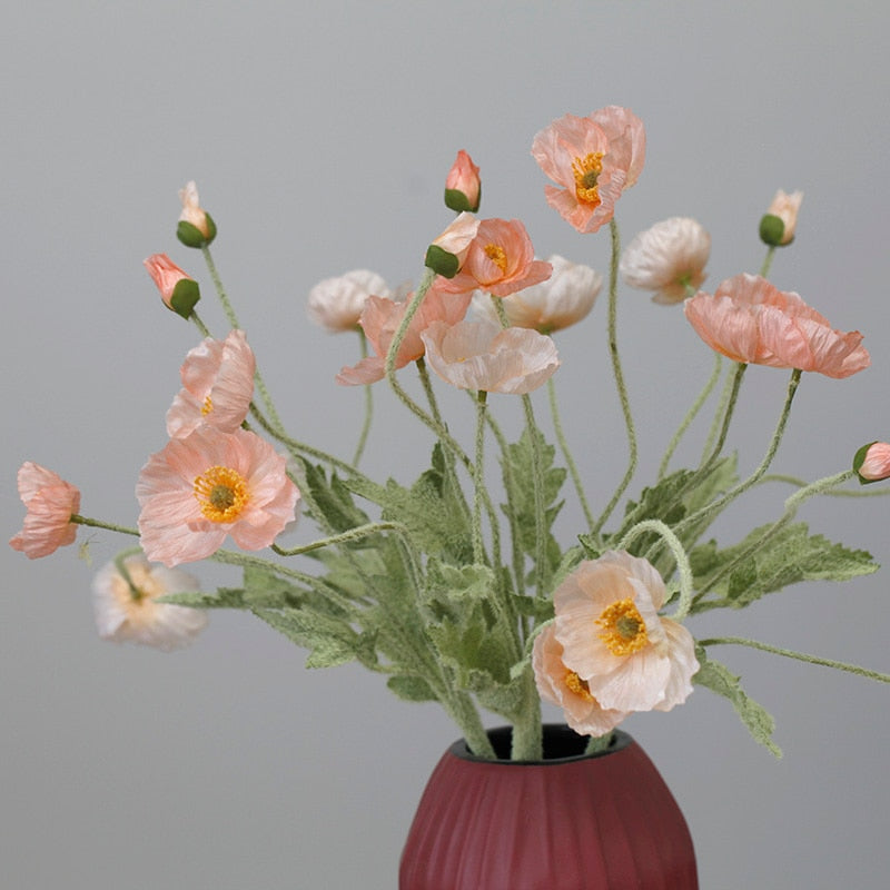Künstliche Mohnblumenstiele (Packung mit 5 Stielen)
