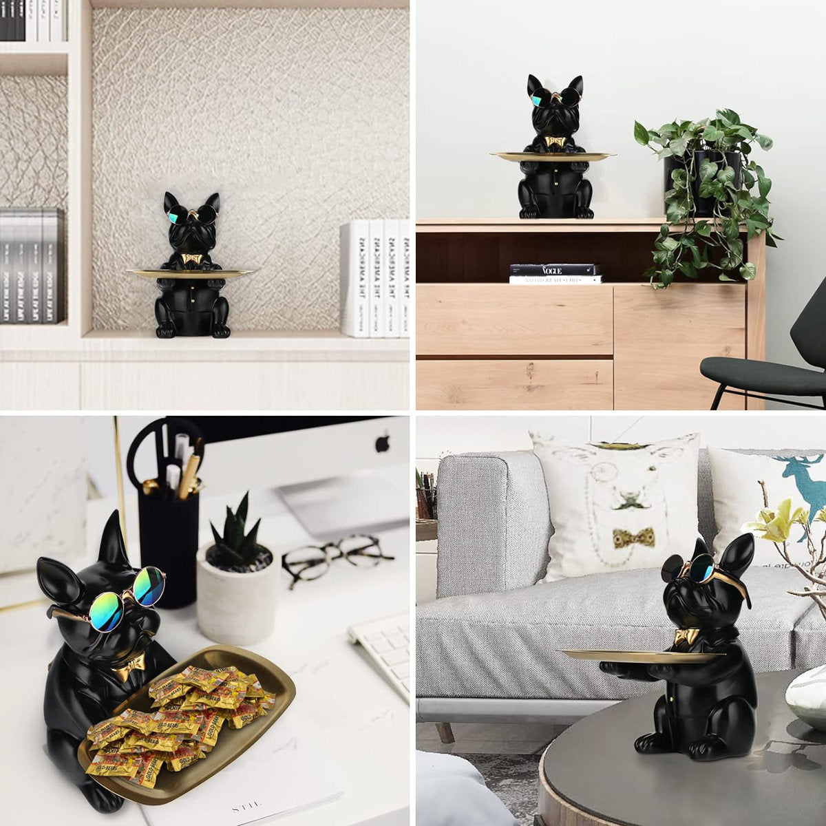 Bulldog Valet™ – Dekoratives Bulldoggen-Ablagetablett aus Kunstharz