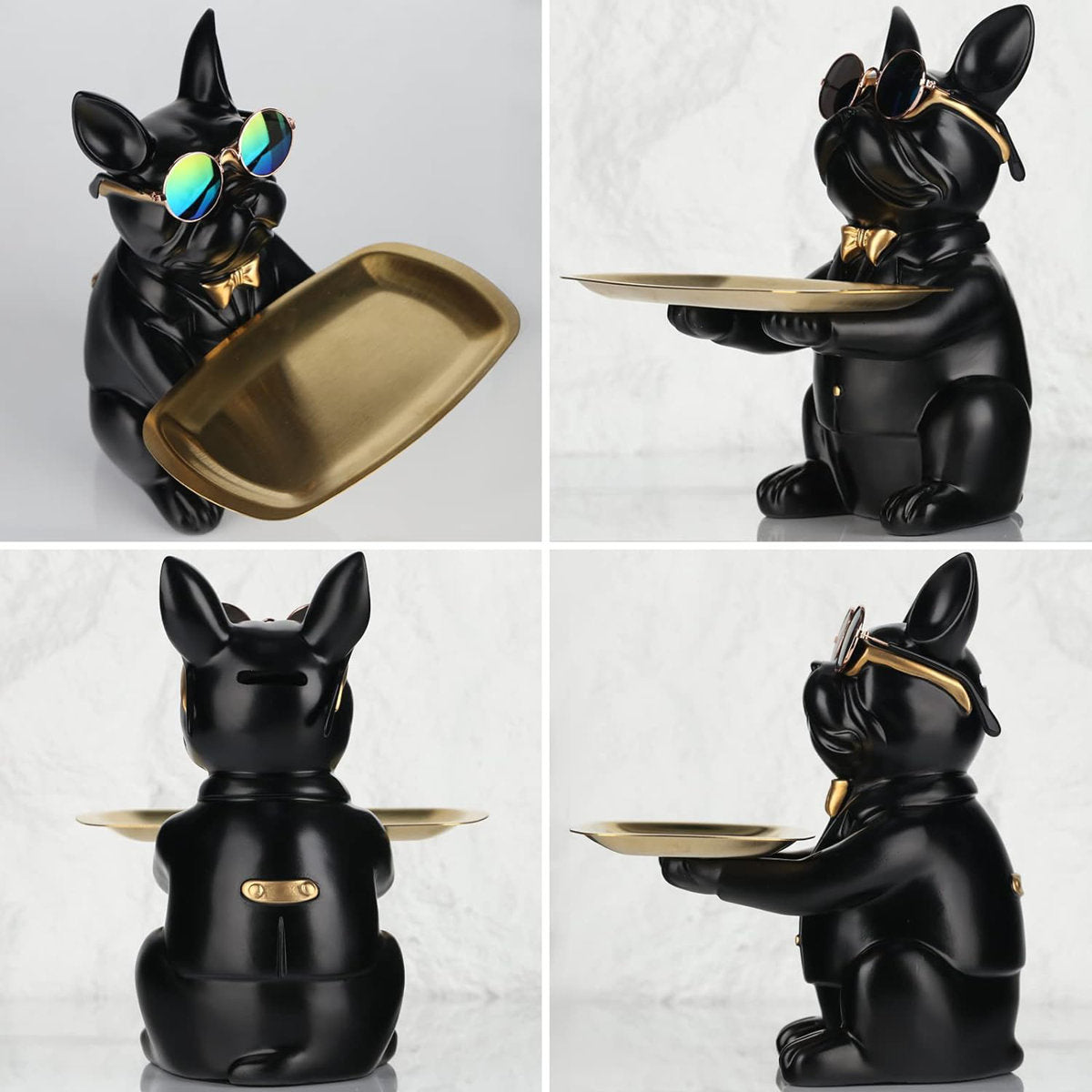 Bulldog Valet™ – Dekoratives Bulldoggen-Ablagetablett aus Kunstharz